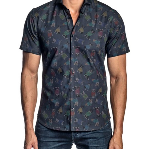 Jared Lang Dog Print Button Down Shirt.  S - Picture 1 of 3